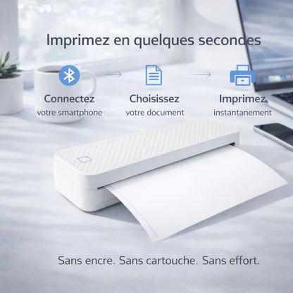 [blanc] Imprimante thermique portable facile à utiliser en Bluetooth en quelques secondes