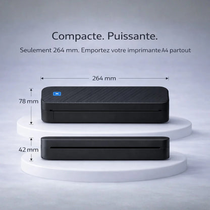 [noir] Dimensions de l’imprimante thermique portable A4 compacte et légère PrintiFlow