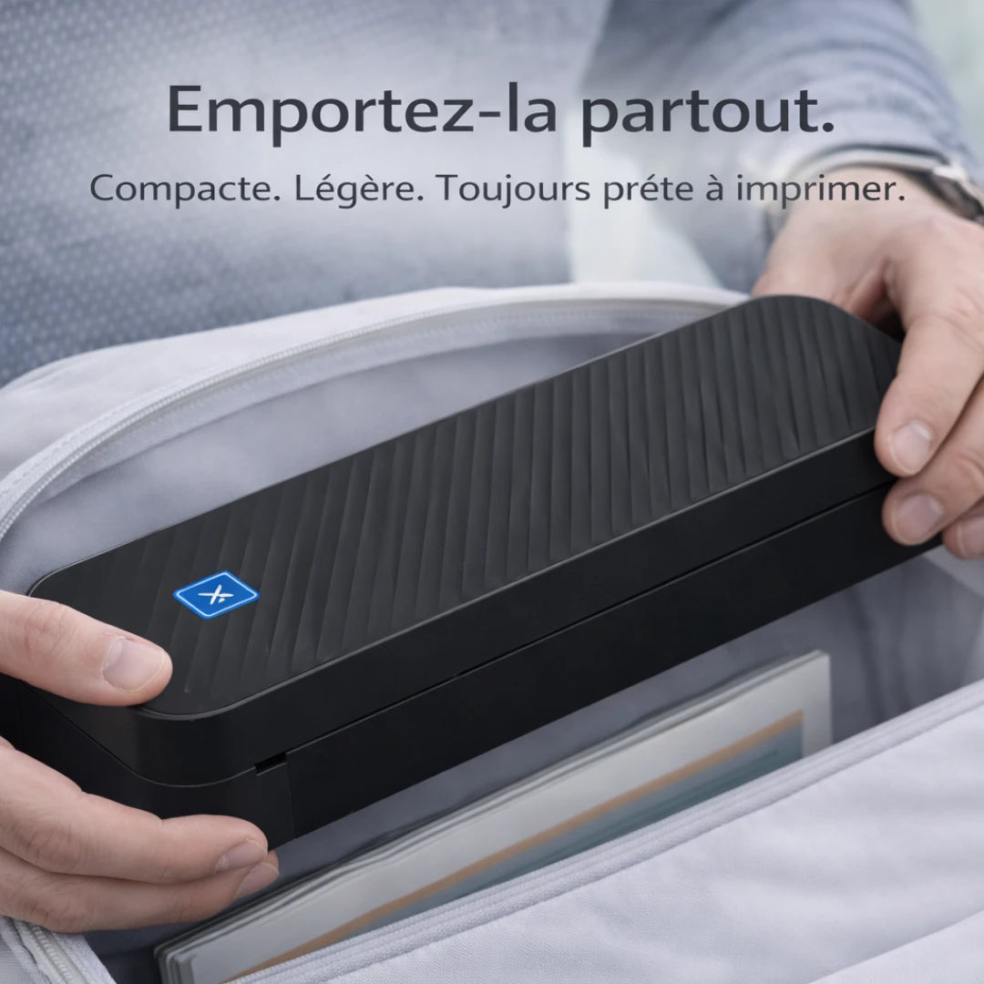 [noir] Imprimante thermique portable A4 compacte rangée dans un sac pour transport facile