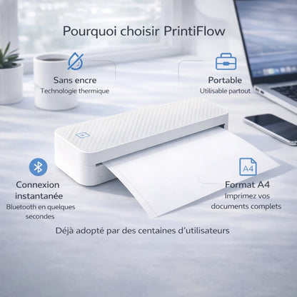 [blanc] Imprimante portable sans encre A4 avec connexion rapide et utilisation partout