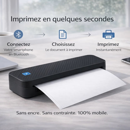 [noir] Imprimante thermique portable A4 PrintiFlow fonctionnement simple en 3 étapes sans encre