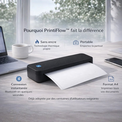 [noir]Imprimante thermique portable A4 sans encre avec connexion Bluetooth et format A4